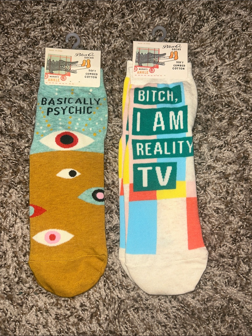 Blue Q Mustard & Teal Novelty Ankle Socks Bundle